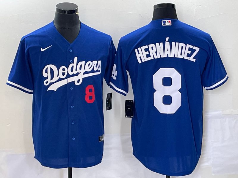 Men Los Angeles Dodgers 8 Hernandez Blue Nike Game 2023 MLB Jersey